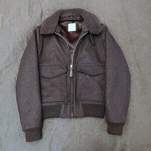 Sandro Men's Wool and Sheepskin Bomber Jacket - XS, fits like S